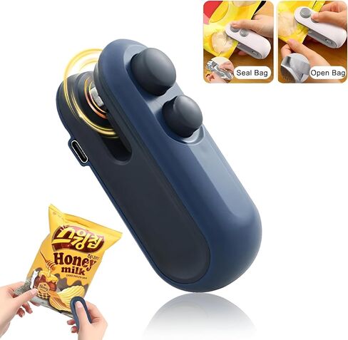 Mini Bag Sealer – 2-in-1 Heat Sealer & Cutter with USB-C Rechargeable Battery, Magnetic Back & Lanyard – Portable Sealing Machine for Plastic Snack, Food Storage, Chips, Mylar Bags (Blue) in Saudi Arabia