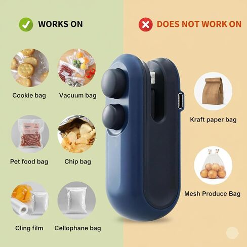 Mini Bag Sealer – 2-in-1 Heat Sealer & Cutter with USB-C Rechargeable Battery, Magnetic Back & Lanyard – Portable Sealing Machine for Plastic Snack, Food Storage, Chips, Mylar Bags (Blue) in Saudi Arabia