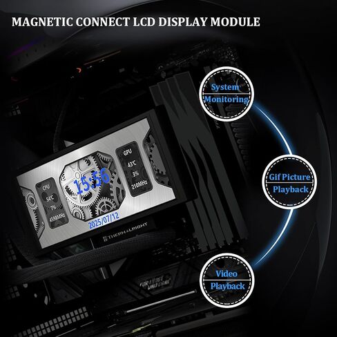 مبرد Trofeo Vision 360 ARGB Black CPU Aio Cooler، نظام تبريد مياه وحدة المعالجة المركزية، شاشة IPS طويلة 6.86 بوصة بدقة 1280x480، لـ AM4/AM5، LGA1851/1700، الشاشة المغناطيسية ليست محدودة in Saudi Arabia