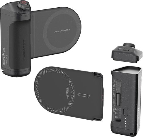 مجموعة قبضة الهاتف PGYTECH MagCam، قبضة هاتف محمول 3 في 1 مع شحن لاسلكي MagSafe / جهاز تحكم بلوتوث قابل للفصل، باور بانك مدمج، حامل هاتف، أسود كلاسيكي in Kuwait