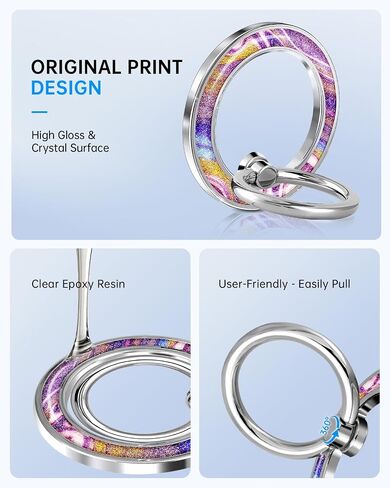 Phone Ring Holder Compatible with MagSafe - Magnetic Cell Phone Grip Magnet Removable Finger Ring Grip Stand for Women Girls Cute Girly Kawaii Glitter for iPhone 13 14 15 16 17 Pro Max Plus Air in Saudi Arabia