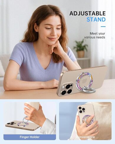 Phone Ring Holder Compatible with MagSafe - Magnetic Cell Phone Grip Magnet Removable Finger Ring Grip Stand for Women Girls Cute Girly Kawaii Glitter for iPhone 13 14 15 16 17 Pro Max Plus Air in Saudi Arabia
