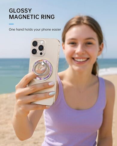 Phone Ring Holder Compatible with MagSafe - Magnetic Cell Phone Grip Magnet Removable Finger Ring Grip Stand for Women Girls Cute Girly Kawaii Glitter for iPhone 13 14 15 16 17 Pro Max Plus Air in Saudi Arabia