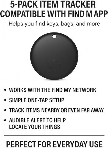 جهاز تعقب بلوتوث ذكي 5 عبوات للاستخدام مع Find My App (iOS فقط) - مفتاح ومحفظة ومحدد موقع الحيوانات الأليفة مع بطارية CR2032 قابلة للاستبدال in Saudi Arabia