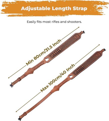 Leather Rifle Sling Two Point Sling with QD Sling Swivel Adjustable Rifle Sling Strap with Chicago Screws, Comfortable Padded, Length Adjustable Shoulder Strap for Carring in Saudi Arabia