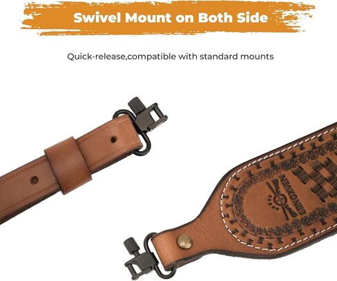 Leather Rifle Sling Two Point Sling with QD Sling Swivel Adjustable Rifle Sling Strap with Chicago Screws, Comfortable Padded, Length Adjustable Shoulder Strap for Carring in Saudi Arabia