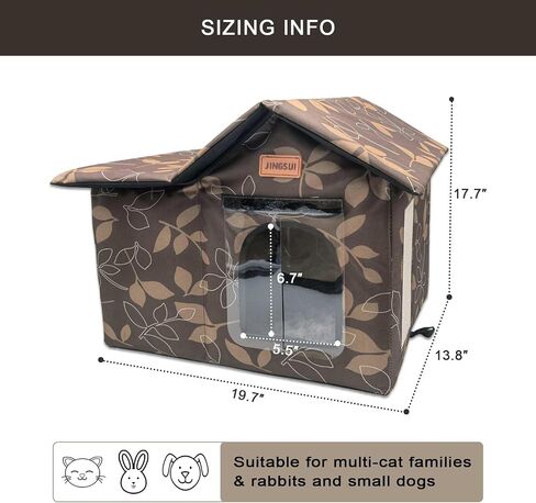 Outdoor Cat House, Cat House, Wild Cat Dog House, Stray Cat Shelter, Outdoor Indoor Waterproof House for Dogs and Cats (Brown, Support Pole, Small House) (Medium, Brown) in Saudi Arabia