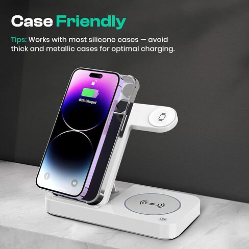 4 in 1 Wireless Charging Station for iPhone, Apple Watch & AirPods - Wireless Charger for iPhone Series 16/15/14/13/12 - Apple iWatch Series 7/9/8 with Extra USB Port & Foldable Design – Black in Saudi Arabia