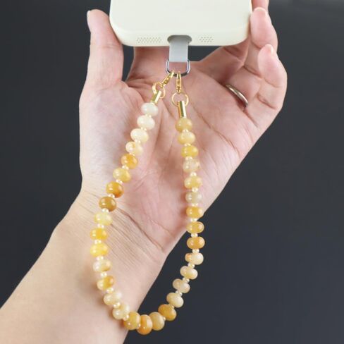 weryerker Natural Gemstone Beaded Phone Charm, Phone Lanyard Wrist Strap, Handmade Cell phone Chain Lanyard in Kuwait