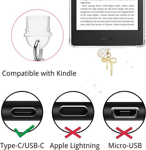 سحر لجهاز Kindle، سحر سدادة الغبار متوافق مع Kindle مع منفذ شحن من النوع C، هدية Coquette لقراء الكتب والرجال والنساء والمعلمين والطلاب، ملحقات لجهاز Kindle in Kuwait