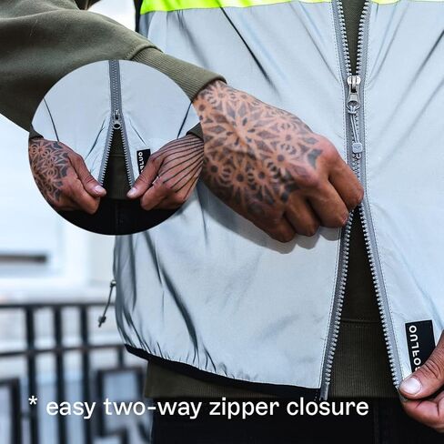 سترة GOFLUO North العاكسة - سترة بغطاء رأس أنيقة عالية الوضوح مع جيوب وسحاب في اتجاهين in Kuwait