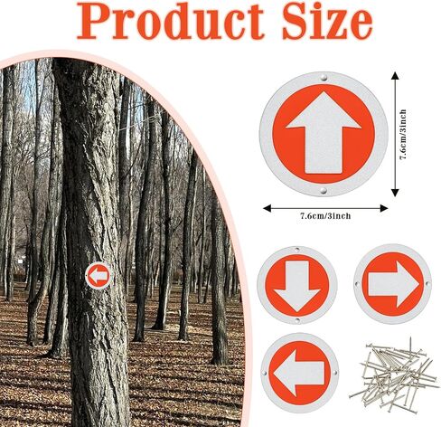 48PCS Reflective Trail Markers Bright Trail Signs Lightweight Glow Trail Arrows Markers for Tree Marking Reflector Camping Hunting Hiking and More, Red in Saudi Arabia