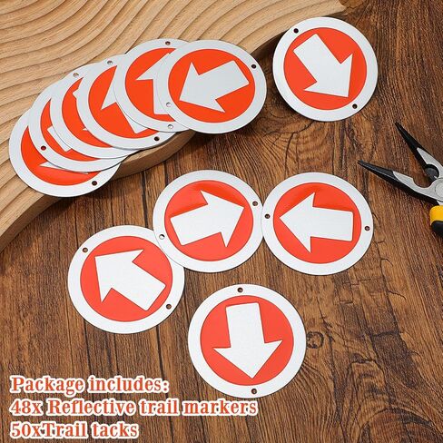 48PCS Reflective Trail Markers Bright Trail Signs Lightweight Glow Trail Arrows Markers for Tree Marking Reflector Camping Hunting Hiking and More, Red in Saudi Arabia