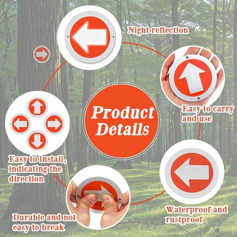48PCS Reflective Trail Markers Bright Trail Signs Lightweight Glow Trail Arrows Markers for Tree Marking Reflector Camping Hunting Hiking and More, Red in Saudi Arabia