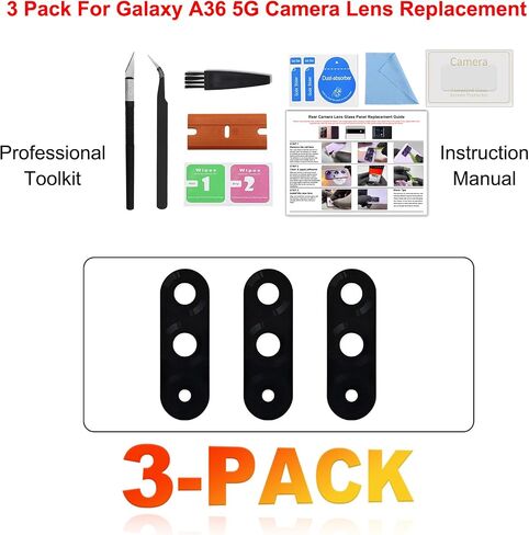 3 Pack Back Camera Lens Glass Replacement Kit Compatible with Galaxy A36, with Tools & Instruction in Saudi Arabia