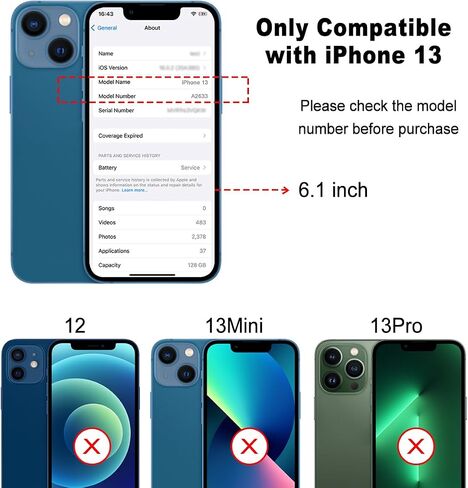 بديل الزجاج الخلفي لهاتف iPhone 13 (A2633 A2482 A2631 A2634 A2635) حاملات بدون مجموعة أدوات إصلاح (لـ 13 أزرق) (أزرق) in Kuwait