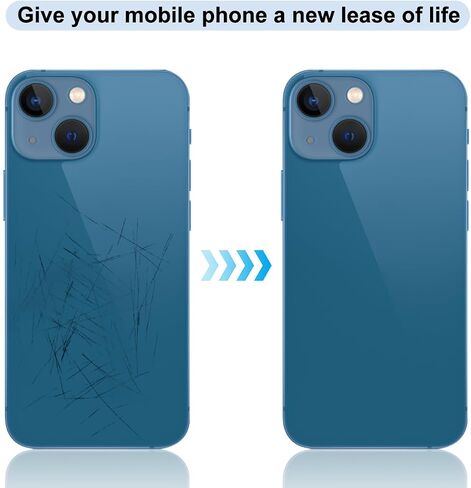بديل الزجاج الخلفي لهاتف iPhone 13 (A2633 A2482 A2631 A2634 A2635) حاملات بدون مجموعة أدوات إصلاح (لـ 13 أزرق) (أزرق) in Kuwait