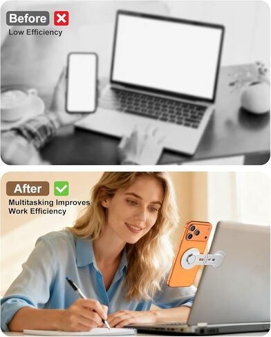 حامل كمبيوتر محمول مغناطيسي للهاتف المحمول من CloudValley، حامل محمول مخفي قابل للطي لهاتف iPhone 17/16/15/14/13 وجميع الهواتف، مشبك لجانب الشاشة، متوافق مع الكمبيوتر المحمول، سطح المكتب، طراز Tesla 3/ Y، أسود in Kuwait