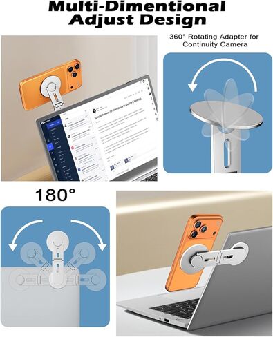 حامل كمبيوتر محمول مغناطيسي للهاتف المحمول من CloudValley، حامل محمول مخفي قابل للطي لهاتف iPhone 17/16/15/14/13 وجميع الهواتف، مشبك لجانب الشاشة، متوافق مع الكمبيوتر المحمول، سطح المكتب، طراز Tesla 3/ Y، أسود in Kuwait