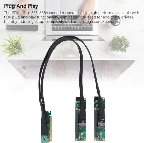 Bewinner PCIe 4.0 to SFF-8654 Extender Adapter, PCIe 4.0 x16 to SFF-8654 x2 Cable High Performance PCI e Split Extender with 256Gbps Bandwidth for Computer Motherboards in Saudi Arabia