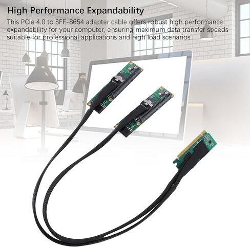 Bewinner PCIe 4.0 to SFF-8654 Extender Adapter, PCIe 4.0 x16 to SFF-8654 x2 Cable High Performance PCI e Split Extender with 256Gbps Bandwidth for Computer Motherboards in Saudi Arabia