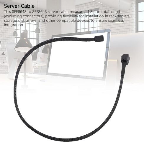 كابل Bewinner الداخلي Mini SAS HD SFF8643 إلى SFF8643 1.8ft 12Gbps 4 قنوات لوحدات تحكم SAS مع تصميم محمي لتخزين الخادم in Kuwait