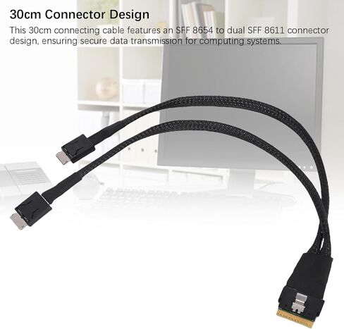 Bewinner SAS SFF 8654 8i to Dual SFF 8611 4i Server Cable, 24Gbps High Speed Data Transmission Cable with Robust Structure for Multi Drive Server Racks Storage Arrays in Kuwait