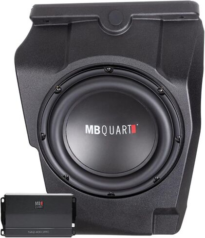 طقم مضخم صوت MB Quart 400 وات مع مضخم صوت مزدوج 10 بوصة 4 أوم ومضخم صوت من الفئة D لـ Polaris RZR Pro XP Pro R Turbo R MBQRP-SUB-1، أسود in Kuwait