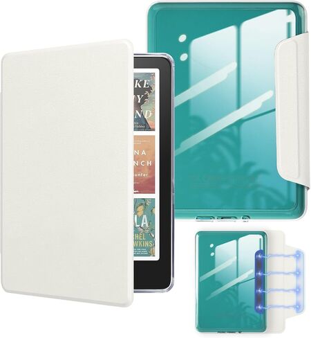 Detachable Magnetic Case for All-New 7" Kindle Paperwhite 12th Gen 2024&Kindle Colorsoft 2025, PU Leather Cover and Transparent Hard Back Shell with Auto Sleep/Wake,Light Purple in Saudi Arabia