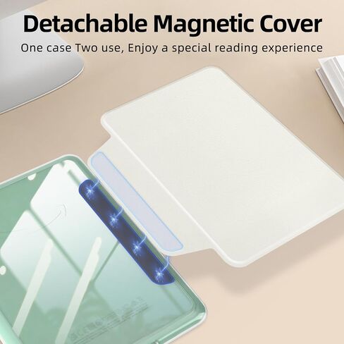 Detachable Magnetic Case for 6" Kindle 11th Generation 2024/2022 Release, PU Leather Cover and Transparent Hard Back Shell with Auto Sleep/Wake,Sakura Pink in Saudi Arabia