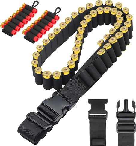 حامل شل البندقية لمقياس 12 و20 مقياس - JulyTek 60 جولة تكتيكية Shotshell Bandolier قابل للتعديل مع 2PCS 7 حوامل شل مستديرة للصيد في الهواء الطلق in Saudi Arabia