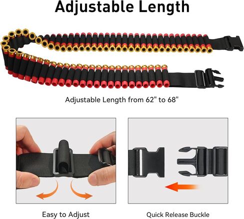 حامل شل البندقية لمقياس 12 و20 مقياس - JulyTek 60 جولة تكتيكية Shotshell Bandolier قابل للتعديل مع 2PCS 7 حوامل شل مستديرة للصيد في الهواء الطلق in Saudi Arabia