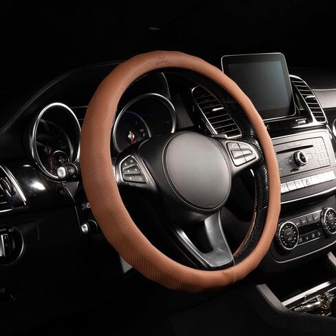 غطاء عجلة القيادة التلقائية لورد-جلود بو ، لا ينقص الداخلية ، الراحة طوال الموسم-الأسود/الفهد-الحجم M 14.5-15 بوصة (8684) in Kuwait