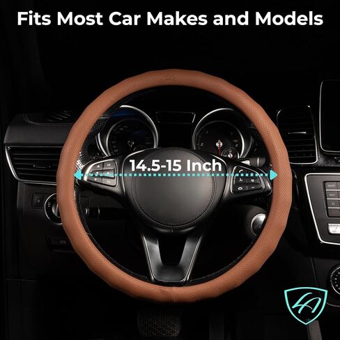 غطاء عجلة القيادة التلقائية لورد-جلود بو ، لا ينقص الداخلية ، الراحة طوال الموسم-الأسود/الفهد-الحجم M 14.5-15 بوصة (8684) in Kuwait