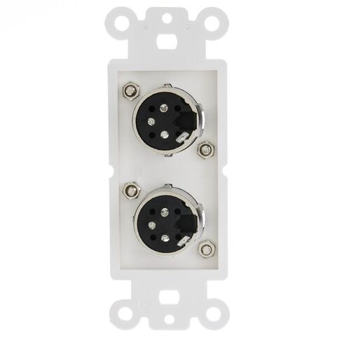Decora Wall Plate - 5 Pack Wall Plate Insert in White Color - Dual XLR Female to Solder Type Professional Look XLR Jack Plate for safe XLR Connections in Kuwait