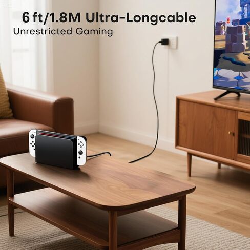for Switch 2 Fast Charger,60W AC Adapter Power Supply for Switch2/OLED/Lite/Switch Dock/Pro Controller & Steam Deck,Support TV Mode,with 1.8M USB Type-C Cable(Black) in Saudi Arabia