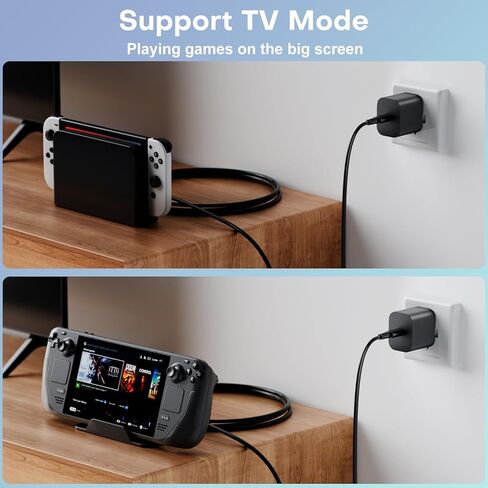 for Switch 2 Fast Charger,60W AC Adapter Power Supply for Switch2/OLED/Lite/Switch Dock/Pro Controller & Steam Deck,Support TV Mode,with 1.8M USB Type-C Cable(Black) in Saudi Arabia