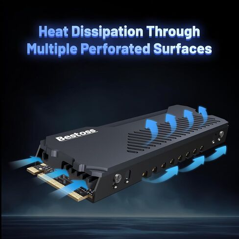 مبرد M.2 Heatsink Cooler 2280 SSD، مبدد حراري لـ 2280 NVMe مع وسادة سيليكون حرارية، تبديد حراري ثلاثي الجوانب لـ M.2 2280 SSD/PC/PS5 SSD مع مبدد حراري، سبائك الألومنيوم، أبيض in Kuwait