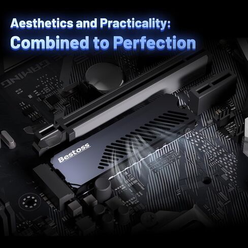 مبرد M.2 Heatsink Cooler 2280 SSD، مبدد حراري لـ 2280 NVMe مع وسادة سيليكون حرارية، تبديد حراري ثلاثي الجوانب لـ M.2 2280 SSD/PC/PS5 SSD مع مبدد حراري، سبائك الألومنيوم، أبيض in Kuwait