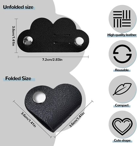8Pcs Heart Cord Organizer, Leather-Like Cable Holder Clips for Earphones, Headphones, Chargers, Wire Management for Travel, Desk, Bag or Office Use in Saudi Arabia