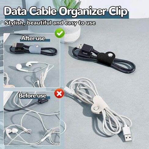 8Pcs Heart Cord Organizer, Leather-Like Cable Holder Clips for Earphones, Headphones, Chargers, Wire Management for Travel, Desk, Bag or Office Use in Saudi Arabia