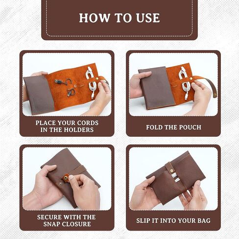 ROGUE WALLET Handcrafted Genuine Leather Tech Organizer - Spacious Phone Cord Organizer, Wide Storage Pockets - Durable & Easy to Maintain Cable Storage Bag for Everyday Use (Brown) in Saudi Arabia