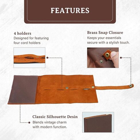 ROGUE WALLET Handcrafted Genuine Leather Tech Organizer - Spacious Phone Cord Organizer, Wide Storage Pockets - Durable & Easy to Maintain Cable Storage Bag for Everyday Use (Brown) in Saudi Arabia