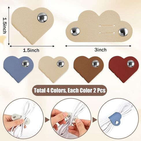 8Pcs Heart Cord Organizer, Earbud Holder Cable Straps, Headphone Wire Keeper, Earphones Winder for Home Office Travel in Saudi Arabia