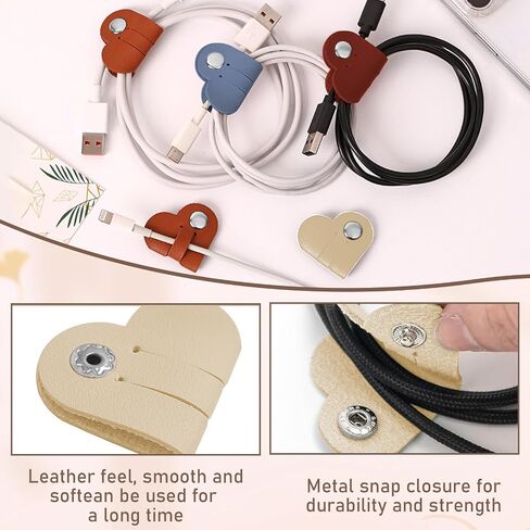 8Pcs Heart Cord Organizer, Earbud Holder Cable Straps, Headphone Wire Keeper, Earphones Winder for Home Office Travel in Saudi Arabia