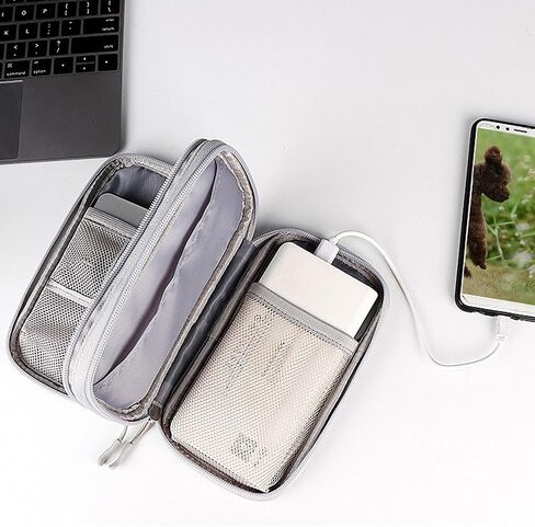 Large Capacity Travel Cable Organizer Bag, Electronics Storage Case for Cables, Chargers, and Accessories, Compact Travel Essentials Tech Pouch (Black, 7.5"x4.3"x2.2") in Saudi Arabia