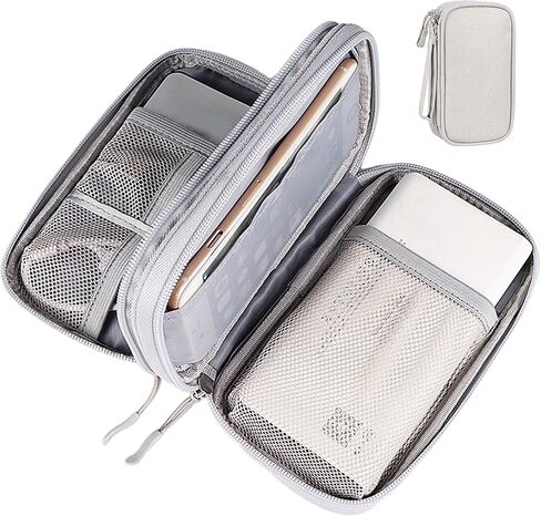 Large Capacity Travel Cable Organizer Bag, Electronics Storage Case for Cables, Chargers, and Accessories, Compact Travel Essentials Tech Pouch (Black, 7.5"x4.3"x2.2") in Saudi Arabia