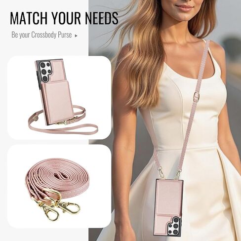 Asuwish Phone Case for Samsung Galaxy S23 Ultra 5G Wallet Cell Cover with Tempered Glass Screen Protector Wrist Strap RFID Blocking Stand Card Holder S23Ultra 23S S 23 23Ultra 6.8 inch Women Rose Gold in Saudi Arabia