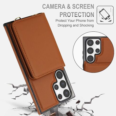 Asuwish Phone Case for Samsung Galaxy S23 Ultra 5G Wallet Cell Cover with Tempered Glass Screen Protector Wrist Strap RFID Blocking Stand Card Holder S23Ultra 23S S 23 23Ultra 6.8 inch Women Rose Gold in Saudi Arabia