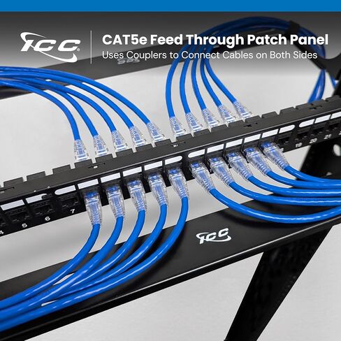 لوحة تصحيح التغذية ICC CAT6، 48 منفذًا، 2U Rackmount، لوحة تصحيح RJ45 Ethernet، بدون ثقب، متوافقة مع PoE++ وTAA، أسود in Saudi Arabia